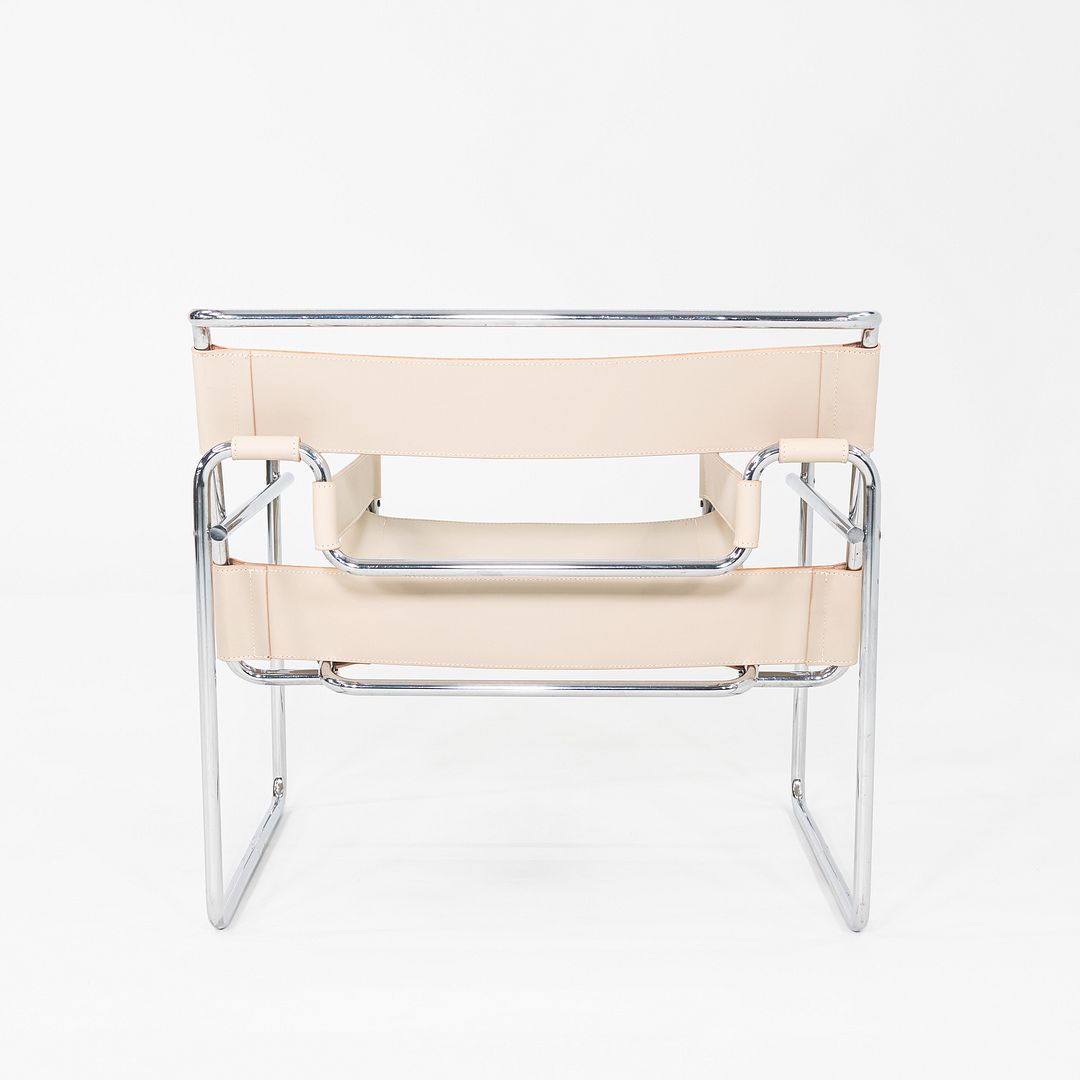 1970s Marcel Breuer for Knoll / Gavina Wassily Lounge Chair in New Cream Leather