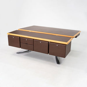 1979 Warren Platner for Knoll Executive Credenza in Oak, Leather & Chromed Steel