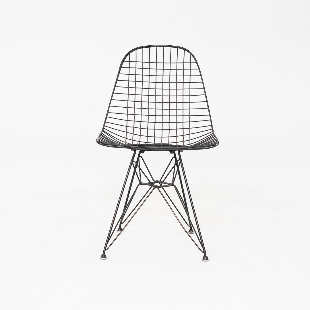 C. 1956 Pair of Herman Miller Eames DKR Wire Dining Chairs with Eiffel Bases