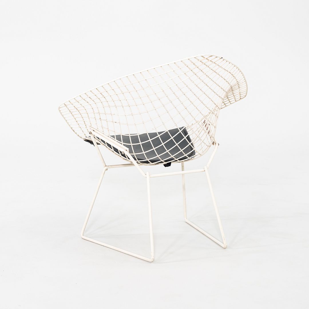 1960s Harry Bertoia for Knoll Diamond Lounge Chair w/ Black Leather Seat Cushion