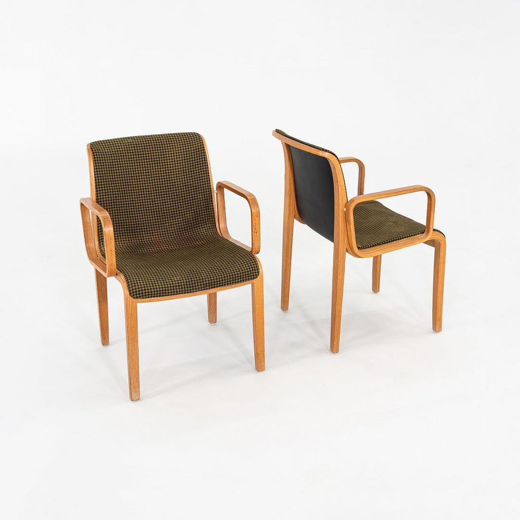 1970 Pair of Bill Stephens 1300 Series Dining Chairs for Knoll w/ Green Fabric
