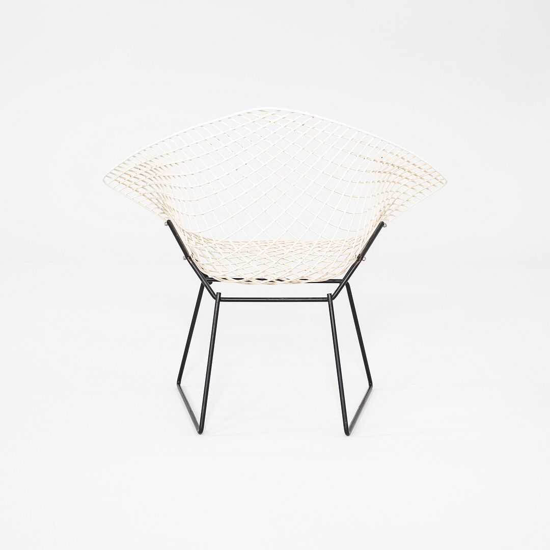 1960s Harry Bertoia Knoll Diamond Lounge Chair Black/White Powder Coated Steel