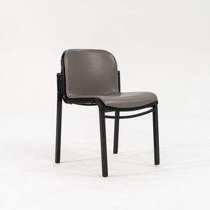 1980s Pair of Thonet Leather Side Chairs in Steel w/ Grey Naugahyde Upholstery