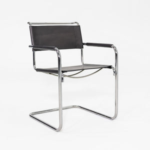 1980s Pair of Mart Stam Thonet S34 Cantilever Dining Chairs New Black Leather