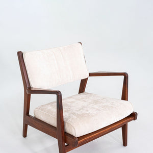 1960s Jens Risom Design U-430 Lounge Chair with Arms in Walnut and Fabric