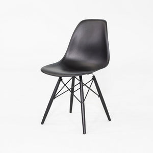 2018 Set of Four Herman Miller Eames DSW Dining Side Chairs in Black Plastic
