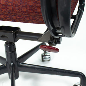 1998 Eames Aluminum Group Management Desk Chair by Ray and Charles Eames for Herman Miller in Dark Red Fabric with Dark Enamel Frame