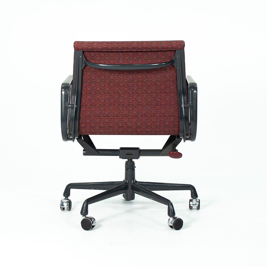 1998 Eames Aluminum Group Management Desk Chair by Ray and Charles Eames for Herman Miller in Dark Red Fabric with Dark Enamel Frame