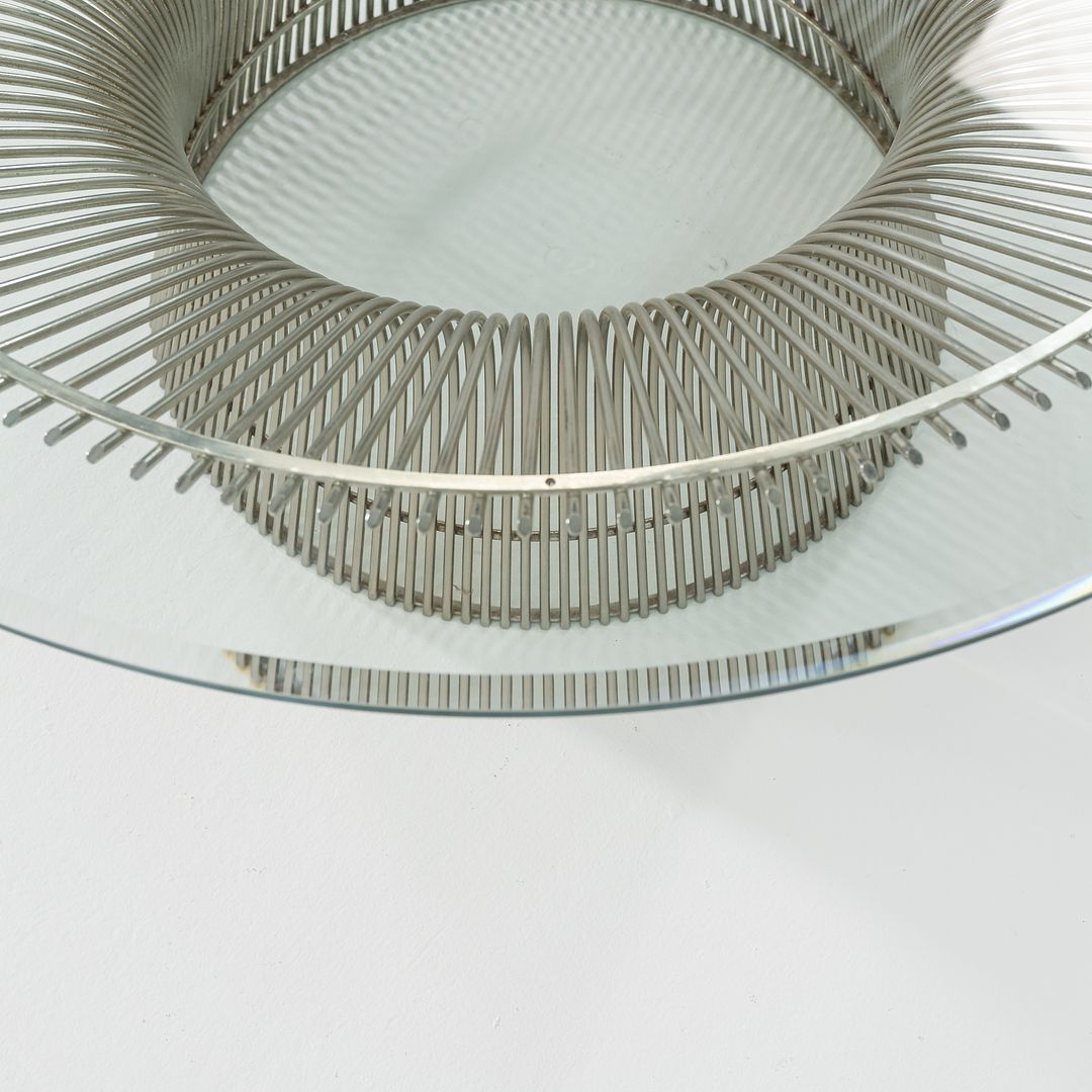 1970s Platner Coffee Table, Model 3714T by Warren Platner for Knoll in Glass with Nickel Chrome Steel Base