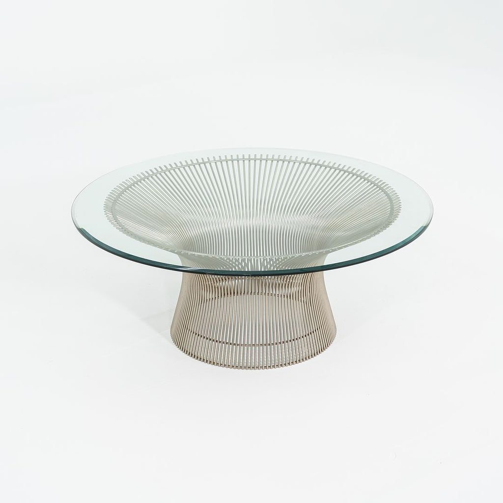 1970s Platner Coffee Table, Model 3714T by Warren Platner for Knoll in Glass with Nickel Chrome Steel Base