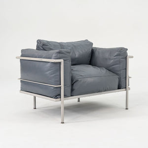 1980s In Style of A Pair of Le Corbusier Jeanneret Perriand LC3 Lounge Chairs in Blue Leather