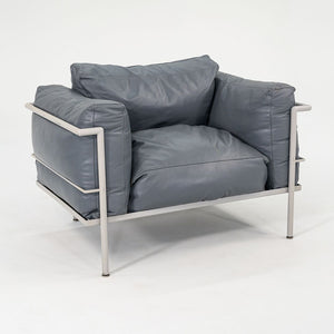 1980s In Style of A Pair of Le Corbusier Jeanneret Perriand LC3 Lounge Chairs in Blue Leather