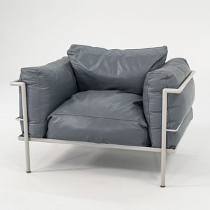 1980s In Style of A Pair of Le Corbusier Jeanneret Perriand LC3 Lounge Chairs in Blue Leather