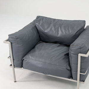 1980s In Style of A Pair of Le Corbusier Jeanneret Perriand LC3 Lounge Chairs in Blue Leather