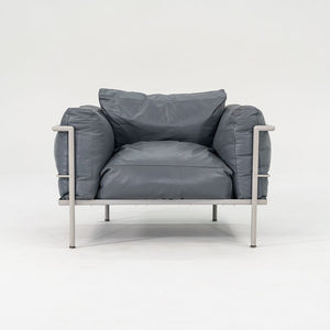 1980s In Style of A Pair of Le Corbusier Jeanneret Perriand LC3 Lounge Chairs in Blue Leather