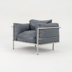 1980s In Style of A Pair of Le Corbusier Jeanneret Perriand LC3 Lounge Chairs in Blue Leather