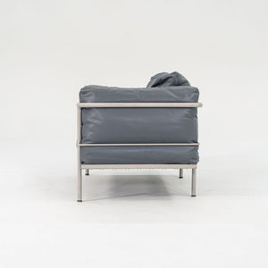 1980s In Style of A Pair of Le Corbusier Jeanneret Perriand LC3 Lounge Chairs in Blue Leather
