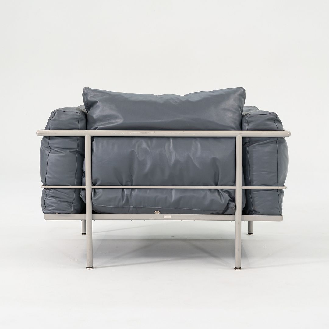 1980s In Style of A Pair of Le Corbusier Jeanneret Perriand LC3 Lounge Chairs in Blue Leather