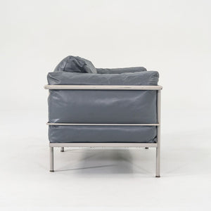 1980s In Style of A Pair of Le Corbusier Jeanneret Perriand LC3 Lounge Chairs in Blue Leather