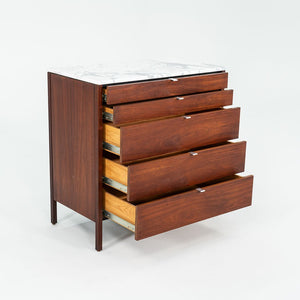 1960s Florence Knoll Walnut 5-Drawer Dresser with Marble Top, Model 326 2