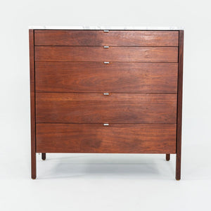 1960s Florence Knoll Walnut 5-Drawer Dresser with Marble Top, Model 326 2