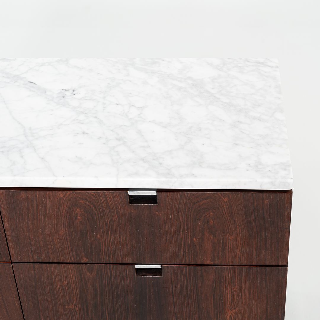 SOLD C. 1960s Florence Knoll Rosewood and Marble Credenza / Cabinet 37 inch