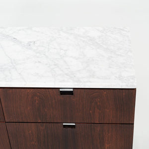 SOLD C. 1960s Florence Knoll Rosewood and Marble Credenza / Cabinet 37 inch