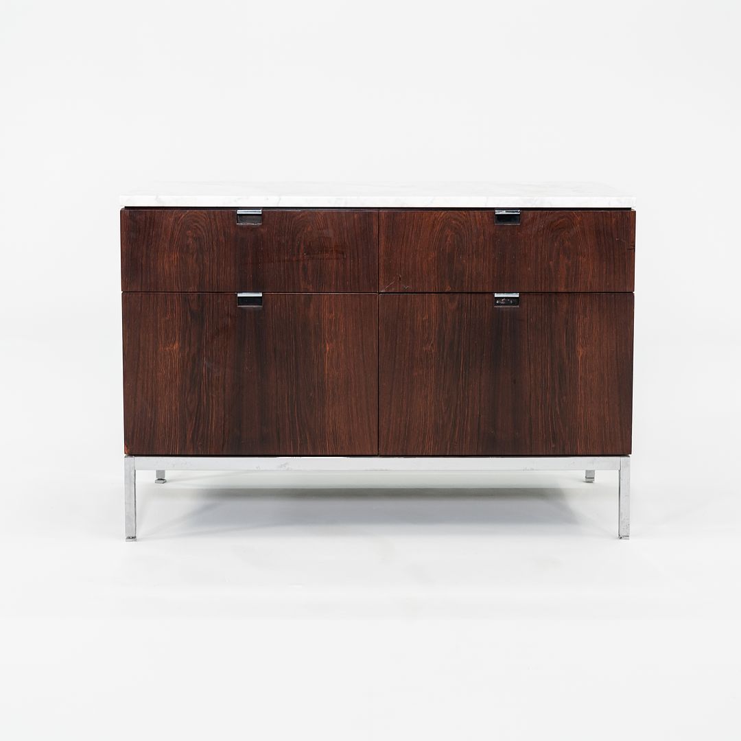 SOLD C. 1960s Florence Knoll Rosewood and Marble Credenza / Cabinet 37 inch