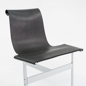 Set of Four Made to Order Gratz TG-10 Sling Dining Chairs Black Speckled Leather