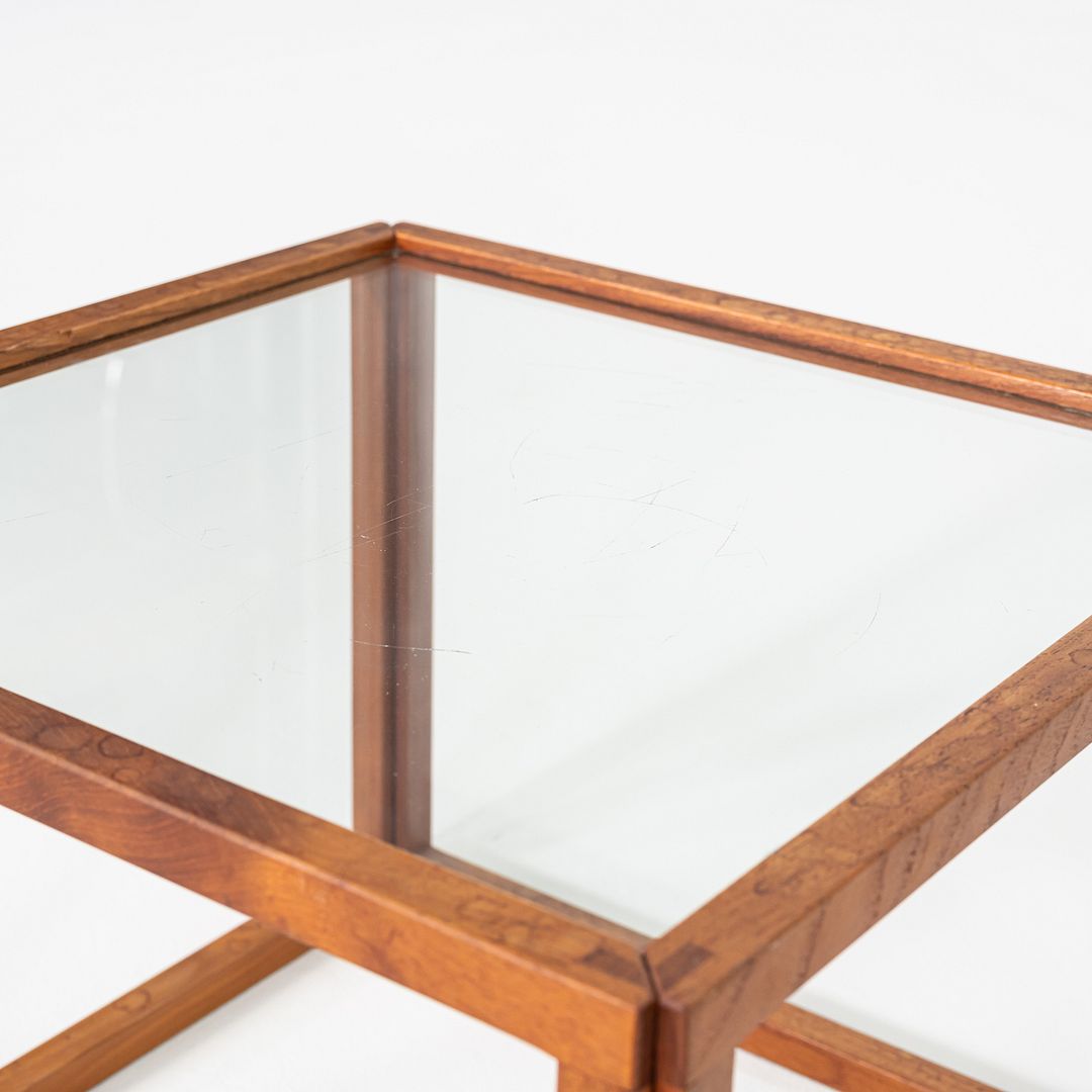 1960s Kai Kristiansen Cube Side or End Table in Teak and Glass 18x18x14 inches