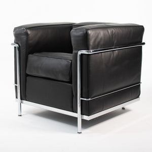 SOLD 2010s LC2 Petit Modele Lounge Chair by Le Corbusier, Pierre Jeanneret, and Charlotte Perriand for Cassina in Black Leather