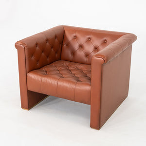 1974 Pair of Nicos Zographos CH.33 Club Lounge Chairs in Cognac Leather
