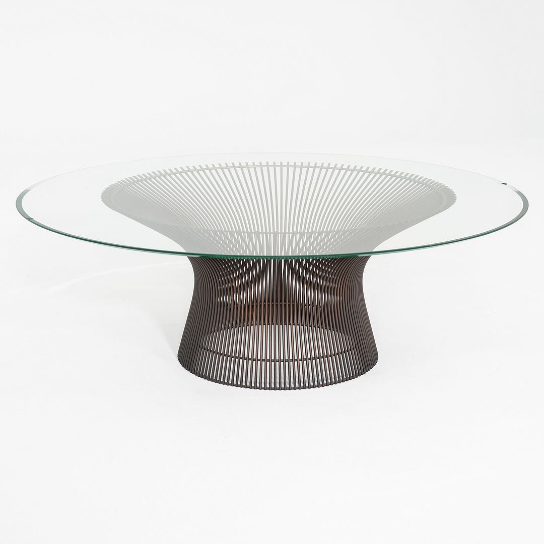 1970s Warren Platner for Knoll Coffee Table w/ Dark Bronze Base & Glass Top 42"