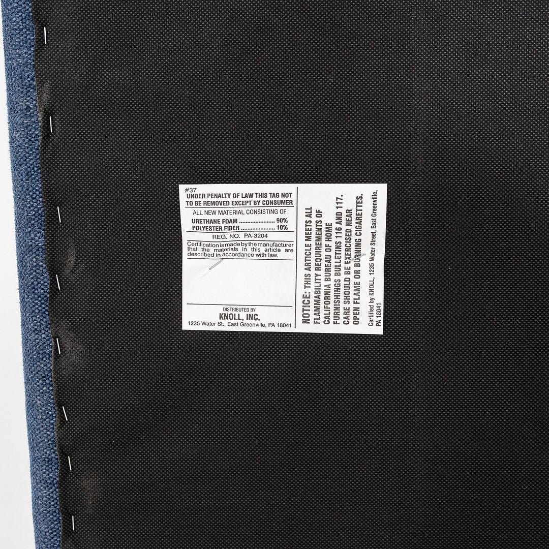 2018 Charles Pfister for Knoll Three Seat Tuxedo Sofa w/ Blue Fabric Upholstery