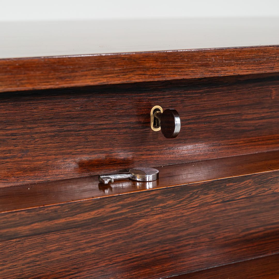 SOLD 1960s Four Position Credenza Cabinet by Bodil Kjaer for CI Designs in Chromed Steel and Brazilian Rosewood