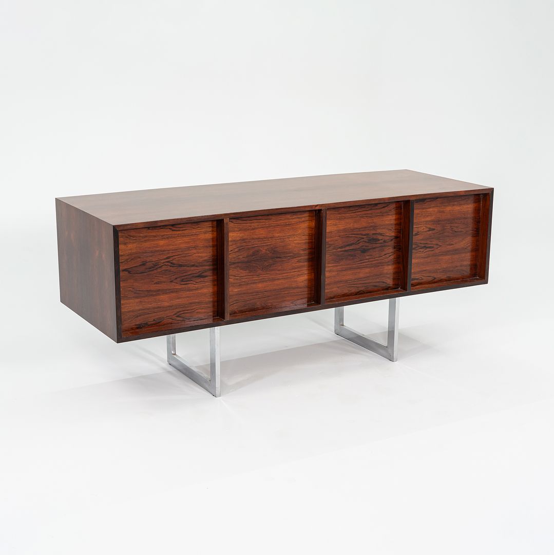 SOLD 1960s Four Position Credenza Cabinet by Bodil Kjaer for CI Designs in Chromed Steel and Brazilian Rosewood