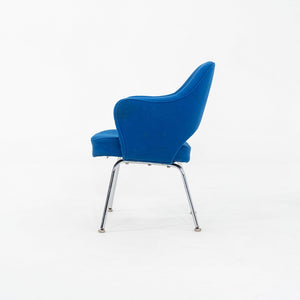 1980s Pair of Eero Saarinen for Knoll Executive Dining Arm Chairs in Blue Fabric