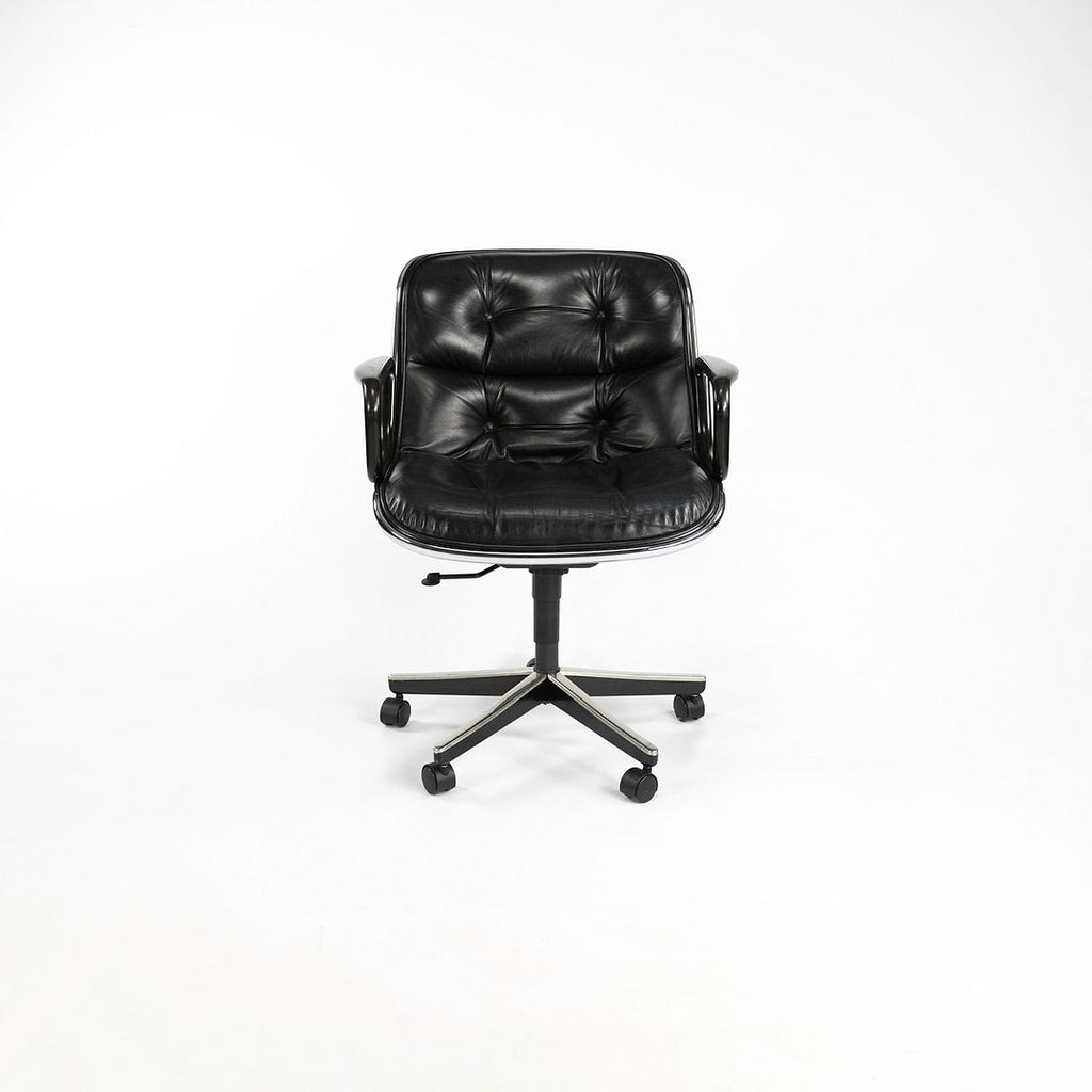 SOLD 2006 Pollock Executive Desk Chair by Charles Pollock for Knoll in Black Leather 7x Available