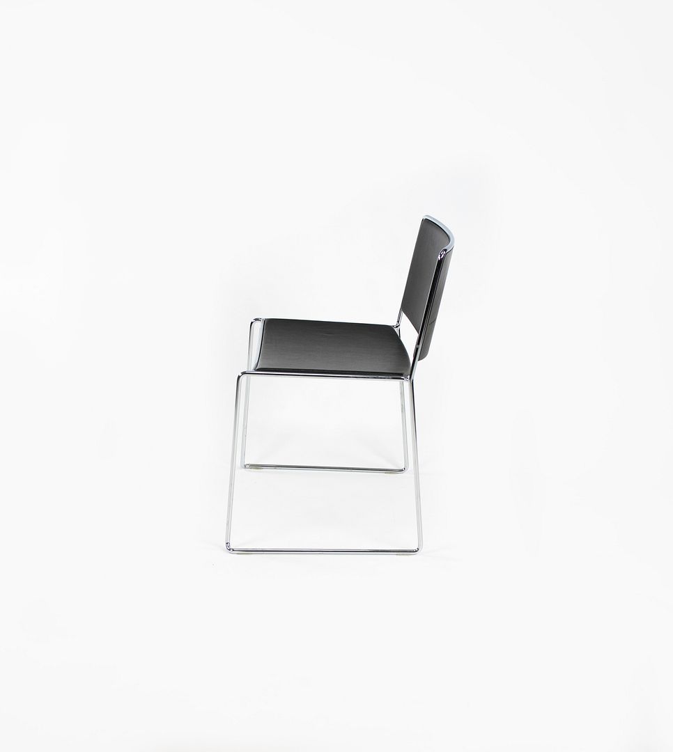 2009 Spindle Side Chair, Model 1526 by Piero Lissoni for Porro in Black Leather, Sets Available