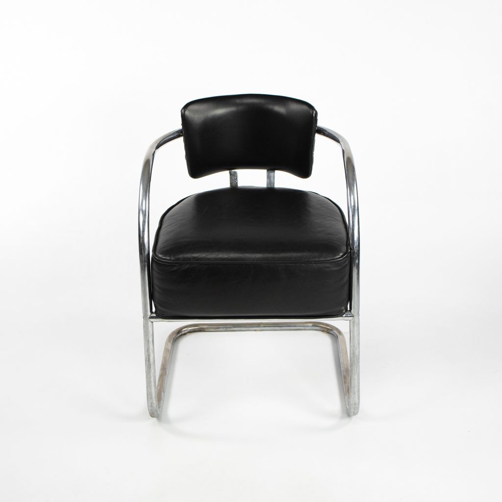 C. 1940s Streamline Art Deco Lounge Chair w/ Tubular Steel Frame after Ken Weber