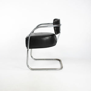 C. 1940s Streamline Art Deco Lounge Chair w/ Tubular Steel Frame after Ken Weber