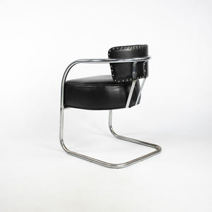 C. 1940s Streamline Art Deco Lounge Chair w/ Tubular Steel Frame after Ken Weber