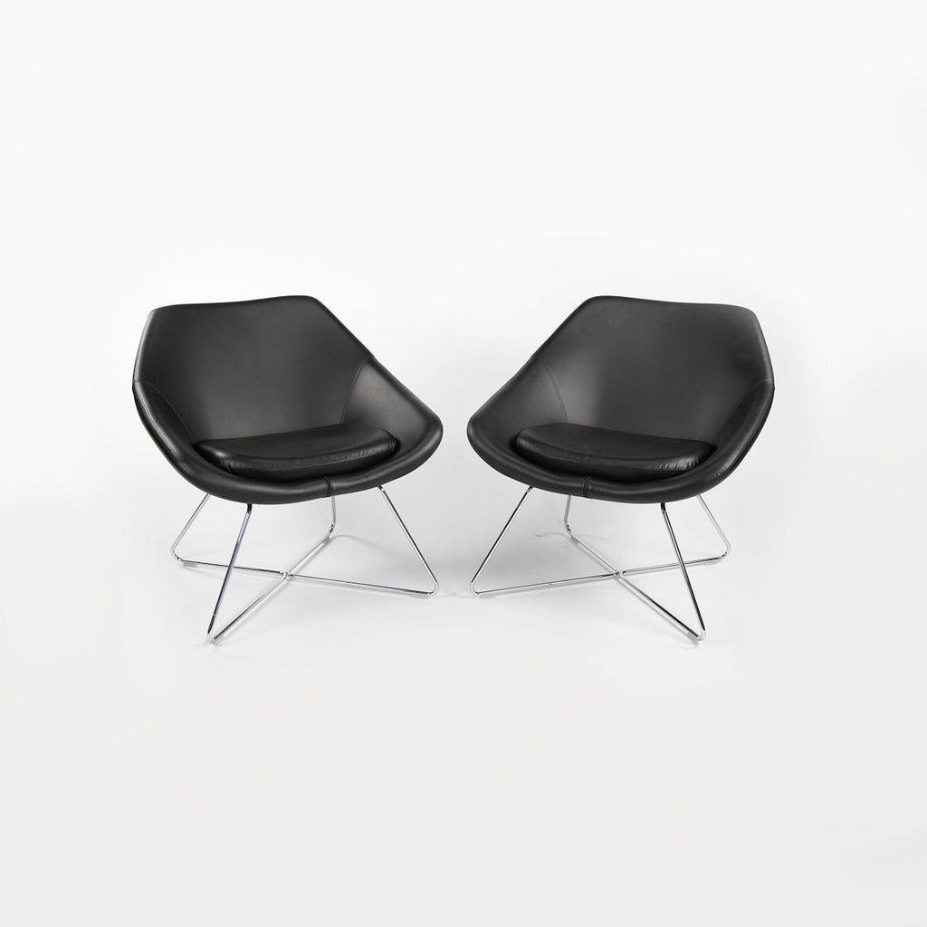 2018 Allermuir Open Lounge Chair, A642 by Pearson Lloyd for Allermuir in Black Vinyl or Leather 9x Available