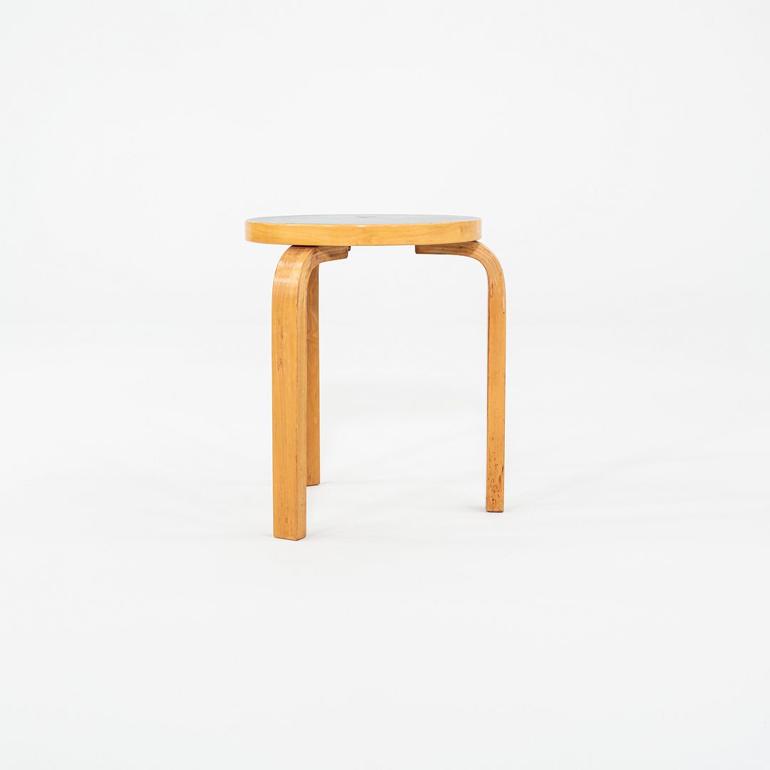 1950s Aino and Alvar Aalto for Artek 60 Stool / Side Table Birch w/ Blue Laquer