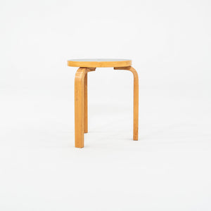 1950s Aino and Alvar Aalto for Artek 60 Stool / Side Table Birch w/ Blue Laquer