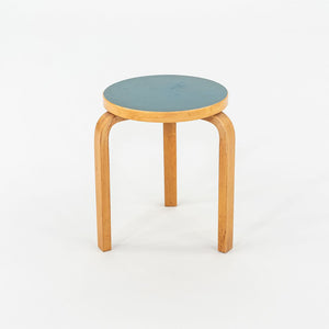 1950s Aino and Alvar Aalto for Artek 60 Stool / Side Table Birch w/ Blue Laquer