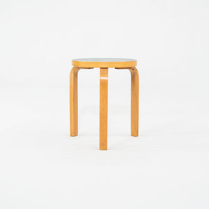 1950s Aino and Alvar Aalto for Artek 60 Stool / Side Table Birch w/ Blue Laquer