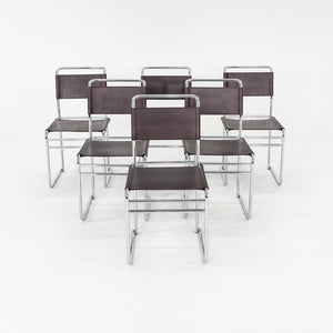 1970s Set of Six Marcel Breuer B5 / B40 Dining Side Chairs w/ New Brown Leather