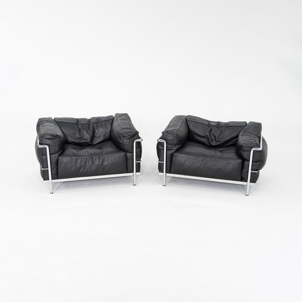 2010s Pair of Le Corbusier Jeanneret Perriand for Cassina LC3 Club Lounge Chair