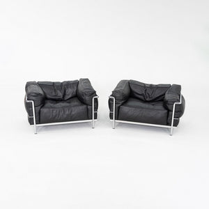 2010s Pair of Le Corbusier Jeanneret Perriand for Cassina LC3 Club Lounge Chair